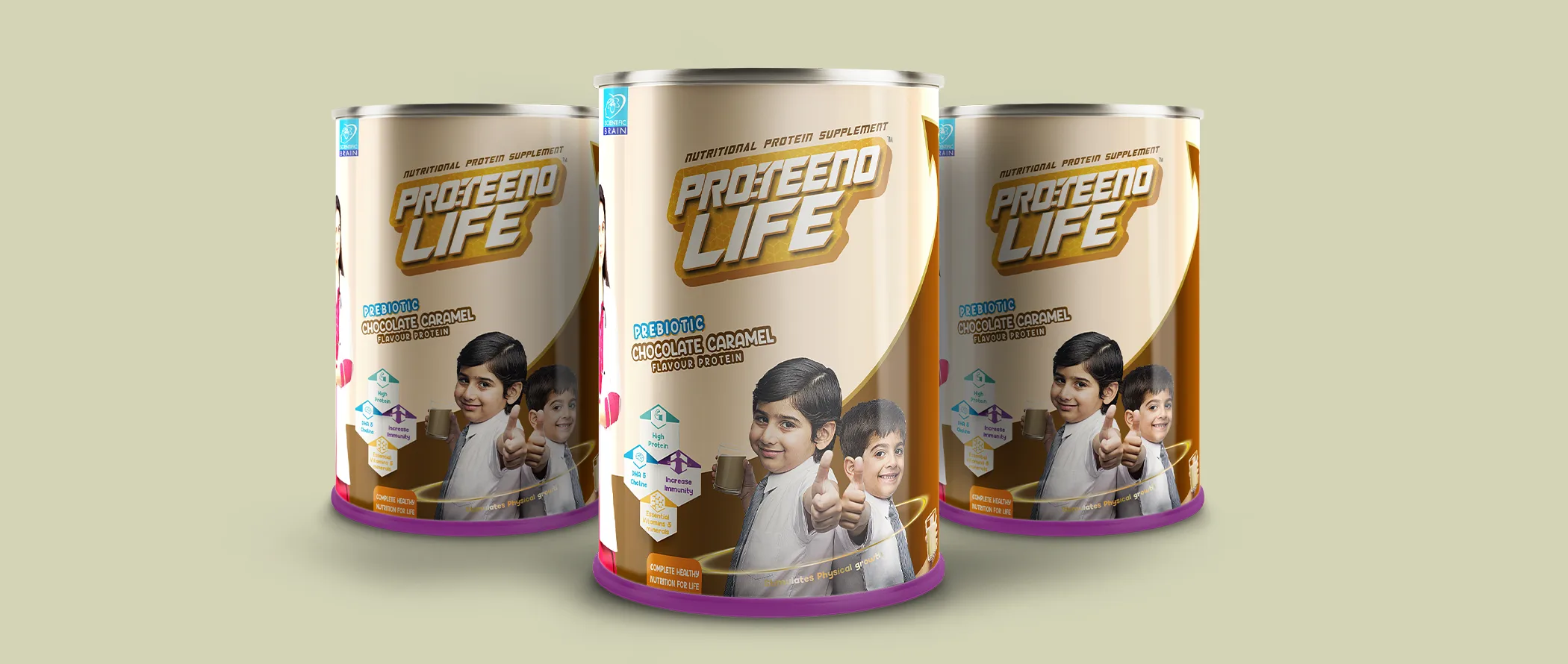 Proteeno Life product packaging design, product packaging design companies, protein powder packaging, protein supplements packaging, Brij Design Studio, product packaging design agency, protein powder packaging design, product packaging, healthy food packaging, tin container packaging, infant formula packaging, product packaging design company, probiotic nutrition packaging design, product packaging design, protein powder for children, creative packaging design