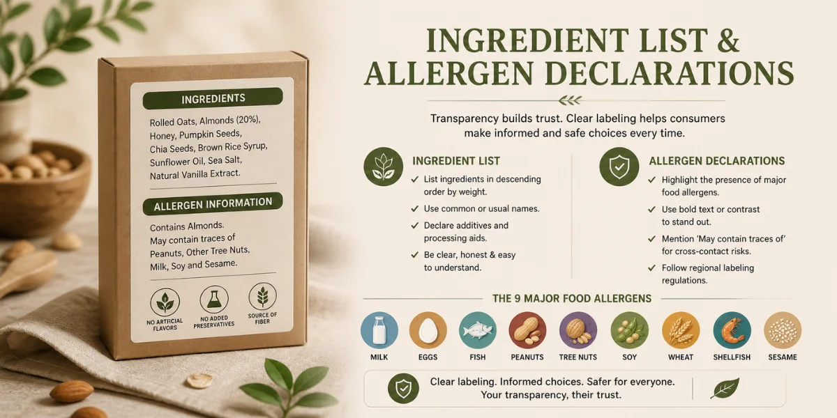 Labelling Requirements for Food Products, Nutrition Labelling, Components of a Compliant Food Label, Digital Label, Sustainable Packaging & Labelling